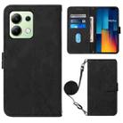 For Xiaomi Redmi Note 13 Pro 4G Global Crossbody 3D Embossed Flip Leather Phone Case(Black) - 1