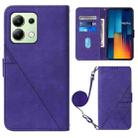 For Xiaomi Redmi Note 13 Pro 4G Global Crossbody 3D Embossed Flip Leather Phone Case(Purple) - 1