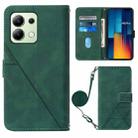 For Xiaomi Redmi Note 13 Pro 4G Global Crossbody 3D Embossed Flip Leather Phone Case(Dark Green) - 1