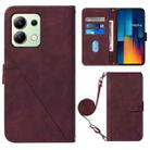 For Xiaomi Poco M6 Pro 4G Crossbody 3D Embossed Flip Leather Phone Case(Wine Red) - 1