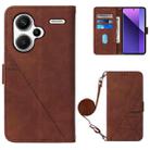 For Xiaomi Redmi Note 13 Pro+ 5G Crossbody 3D Embossed Flip Leather Phone Case(Brown) - 1