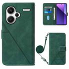 For Xiaomi Redmi Note 13 Pro+ 5G Crossbody 3D Embossed Flip Leather Phone Case(Dark Green) - 1