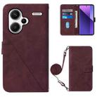 For Xiaomi Redmi Note 13 Pro+ 5G Crossbody 3D Embossed Flip Leather Phone Case(Wine Red) - 1