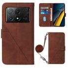 For Xiaomi Poco X6 Pro Crossbody 3D Embossed Flip Leather Phone Case(Brown) - 1