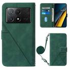 For Xiaomi Poco X6 Pro Crossbody 3D Embossed Flip Leather Phone Case(Dark Green) - 1