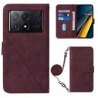 For Xiaomi Poco X6 Pro Crossbody 3D Embossed Flip Leather Phone Case(Wine Red) - 1