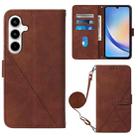 For Samsung Galaxy A35 5G Crossbody 3D Embossed Flip Leather Phone Case(Brown) - 1