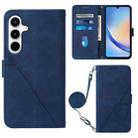 For Samsung Galaxy A35 5G Crossbody 3D Embossed Flip Leather Phone Case(Blue) - 1