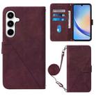 For Samsung Galaxy A35 5G Crossbody 3D Embossed Flip Leather Phone Case(Wine Red) - 1