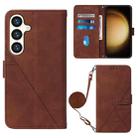 For Samsung Galaxy S24 5G Crossbody 3D Embossed Flip Leather Phone Case(Brown) - 1