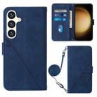 For Samsung Galaxy S24 5G Crossbody 3D Embossed Flip Leather Phone Case(Blue) - 1