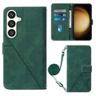 For Samsung Galaxy S24 5G Crossbody 3D Embossed Flip Leather Phone Case(Dark Green) - 1