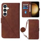 For Samsung Galaxy S24+ 5G Crossbody 3D Embossed Flip Leather Phone Case(Brown) - 1