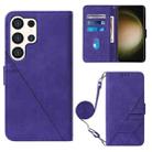 For Samsung Galaxy S24 Ultra 5G Crossbody 3D Embossed Flip Leather Phone Case(Purple) - 1