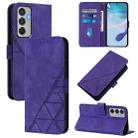 For Samsung Galaxy M35 Crossbody 3D Embossed Flip Leather Phone Case(Purple) - 1
