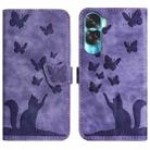 For Honor 90 Lite / X50i Butterfly Cat Embossing Flip Leather Phone Case(Purple) - 1