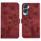 For Honor 90 Lite / X50i Butterfly Cat Embossing Flip Leather Phone Case(Red) - 1