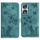 For Honor 90 / 80 Butterfly Cat Embossing Flip Leather Phone Case(Wathet) - 1