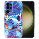 For Samsung Galaxy S23 Ultra 5G Painted Pattern Precise Hole PC Phone Case(Blue Paint Astronaut) - 1