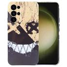 For Samsung Galaxy S23 Ultra 5G Painted Pattern Precise Hole PC Phone Case(Black Yellow Smiling) - 1