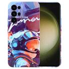 For Samsung Galaxy S23 Ultra 5G Painted Pattern Precise Hole PC Phone Case(Orange Paint Astronaut) - 1