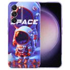 For Samsung Galaxy S23 5G Painted Pattern Precise Hole PC Phone Case(Orange White Astronaut) - 1