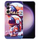 For Samsung Galaxy S23 5G Painted Pattern Precise Hole PC Phone Case(Orange Astronaut) - 1