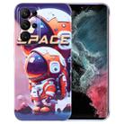 For Samsung Galaxy S22 Ultra 5G Painted Pattern Precise Hole PC Phone Case(Orange Astronaut) - 1