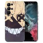 For Samsung Galaxy S22 Ultra 5G Painted Pattern Precise Hole PC Phone Case(Black Yellow Smiling) - 1