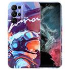 For Samsung Galaxy S22 Ultra 5G Painted Pattern Precise Hole PC Phone Case(Orange Paint Astronaut) - 1