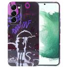 For Samsung Galaxy S22+ 5G Painted Pattern Precise Hole PC Phone Case(Black Purple Umbrella Boy) - 1