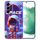 For Samsung Galaxy S22+ 5G Painted Pattern Precise Hole PC Phone Case(Orange White Astronaut) - 1