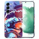 For Samsung Galaxy S22+ 5G Painted Pattern Precise Hole PC Phone Case(Orange Paint Astronaut) - 1