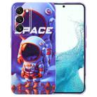 For Samsung Galaxy S22 5G Painted Pattern Precise Hole PC Phone Case(Orange White Astronaut) - 1