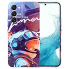 For Samsung Galaxy S22 5G Painted Pattern Precise Hole PC Phone Case(Orange Paint Astronaut) - 1