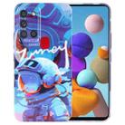 For Samsung Galaxy A21s Painted Pattern Precise Hole PC Phone Case(Blue Paint Astronaut) - 1
