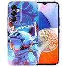 For Samsung Galaxy A14 5G Painted Pattern Precise Hole PC Phone Case(Blue Paint Astronaut) - 1