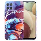 For Samsung Galaxy A12 Painted Pattern Precise Hole PC Phone Case(Orange Paint Astronaut) - 1