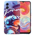 For Samsung Galaxy A04e Painted Pattern Precise Hole PC Phone Case(Orange Paint Astronaut) - 1