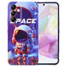For Samsung Galaxy A35 5G Painted Pattern Precise Hole PC Phone Case(Orange White Astronaut) - 1