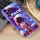 For Samsung Galaxy A35 5G Painted Pattern Precise Hole PC Phone Case(Orange White Astronaut) - 2