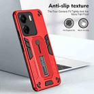 For Xiaomi Redmi 13C Variety Brave Armor Finger Loop Holder Phone Case(Red) - 2