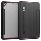 For iPad Air 2 / Air / 9.7 (2018 & 2017) Acrylic + TPU Horizontal Flip Smart Leather Case with Three-folding Holder & Pen Slot & Wake-up / Sleep Function(Rose Red+Black) - 1