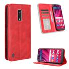 For BLU View 4 / View 2 Magnetic Buckle Retro Texture Leather Phone Case(Red) - 1