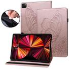 For iPad Pro 12.9 2022 / 2021 / 2020 Big Butterfly Embossed Leather Tablet Case(Rose Gold) - 1