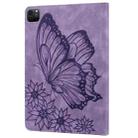 For iPad Pro 11 2024 Big Butterfly Embossed Leather Tablet Case(Purple) - 3