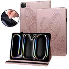 For iPad Pro 11 2024 Big Butterfly Embossed Leather Tablet Case(Rose Gold) - 1