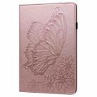 For iPad Pro 11 2024 Big Butterfly Embossed Leather Tablet Case(Rose Gold) - 2