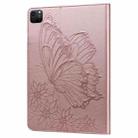 For iPad Pro 11 2024 Big Butterfly Embossed Leather Tablet Case(Rose Gold) - 3