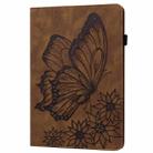 For iPad Pro 11 2024 Big Butterfly Embossed Leather Tablet Case(Brown) - 2